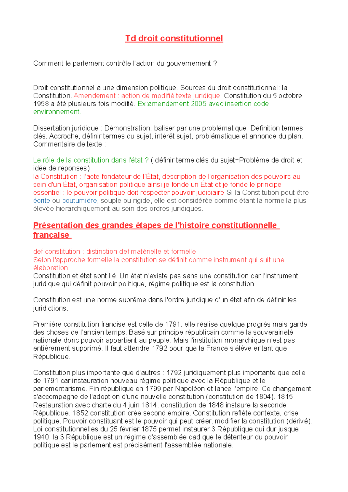 Droit Constitutionnel TD - Td Droit Constitutionnel Comment Le ...