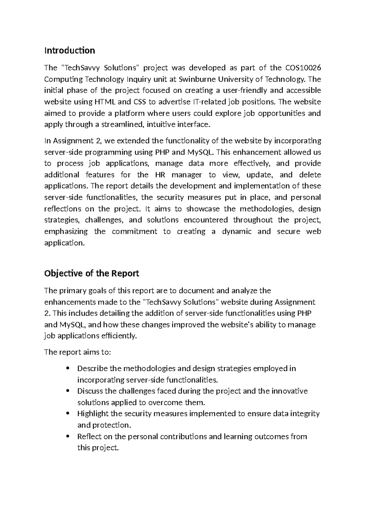 New Microsoft Word Document - Introduction The "TechSavvy Solutions ...