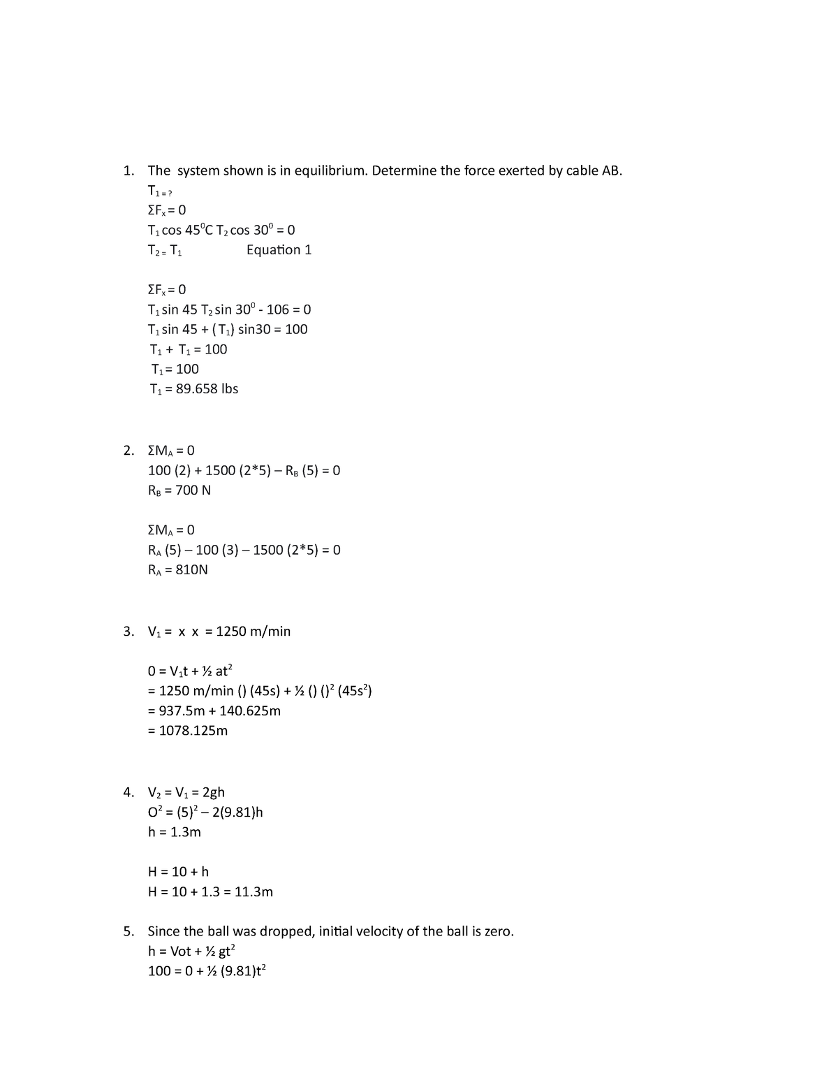 Engineering-Mechanics Solution To The Problems - The System Shown Is In ...