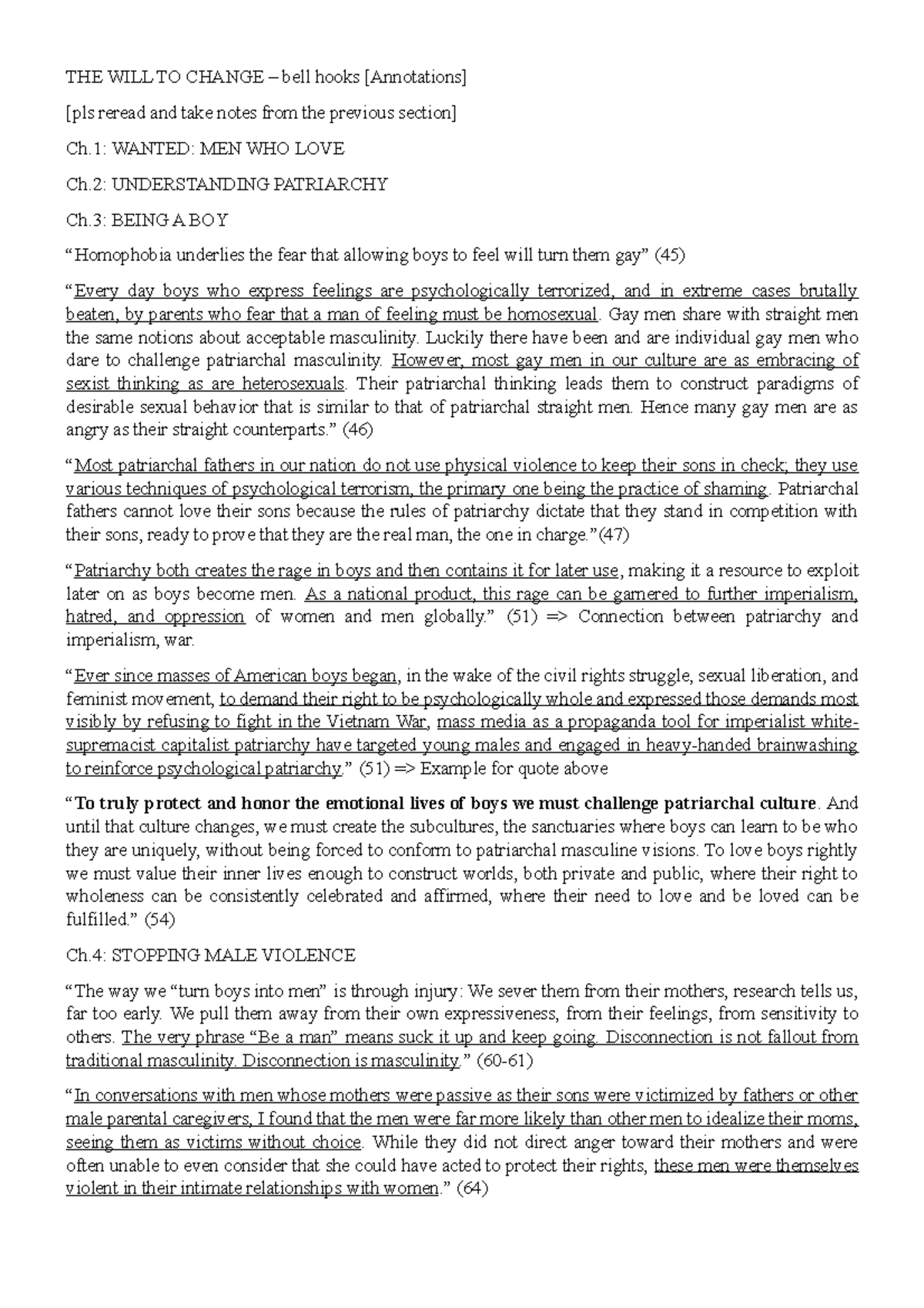 THE WILL TO Change THE WILL TO CHANGE bell hooks [Annotations] [pls reread and take notes