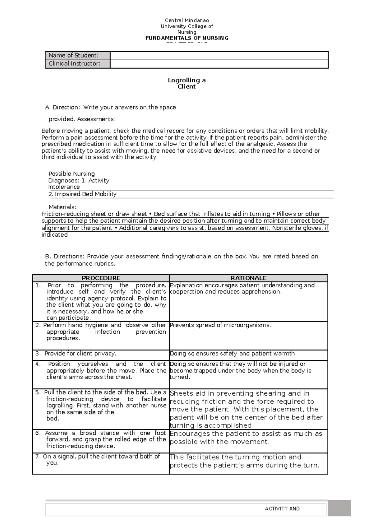 Rationale Logrolling A Client - Central Mindanao University College Of ...