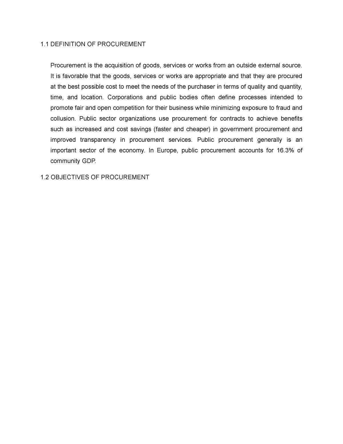 procurement definition essay