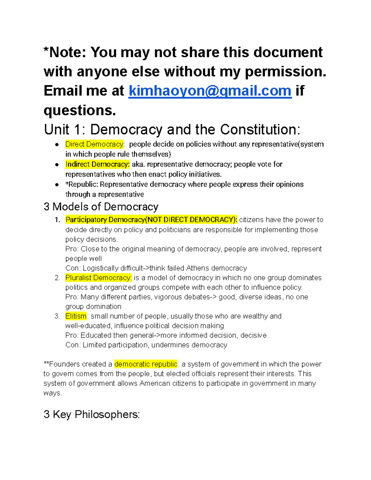 AP Gov Exam Review Packet By Haoyon Kim Note You May Not Share This 