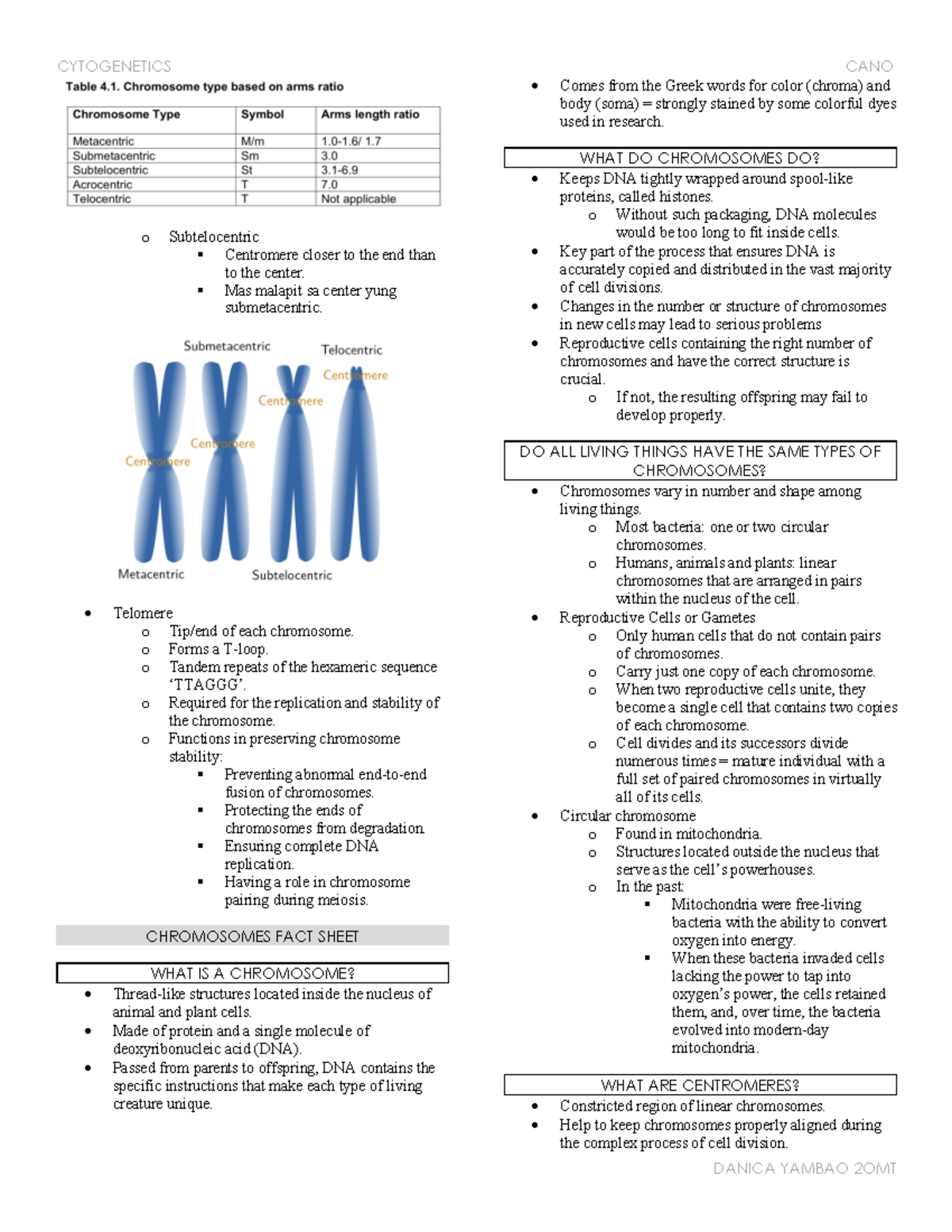 Cytogenetics 7-9 - Cytogenetic Notes For Medical Technology Students ...