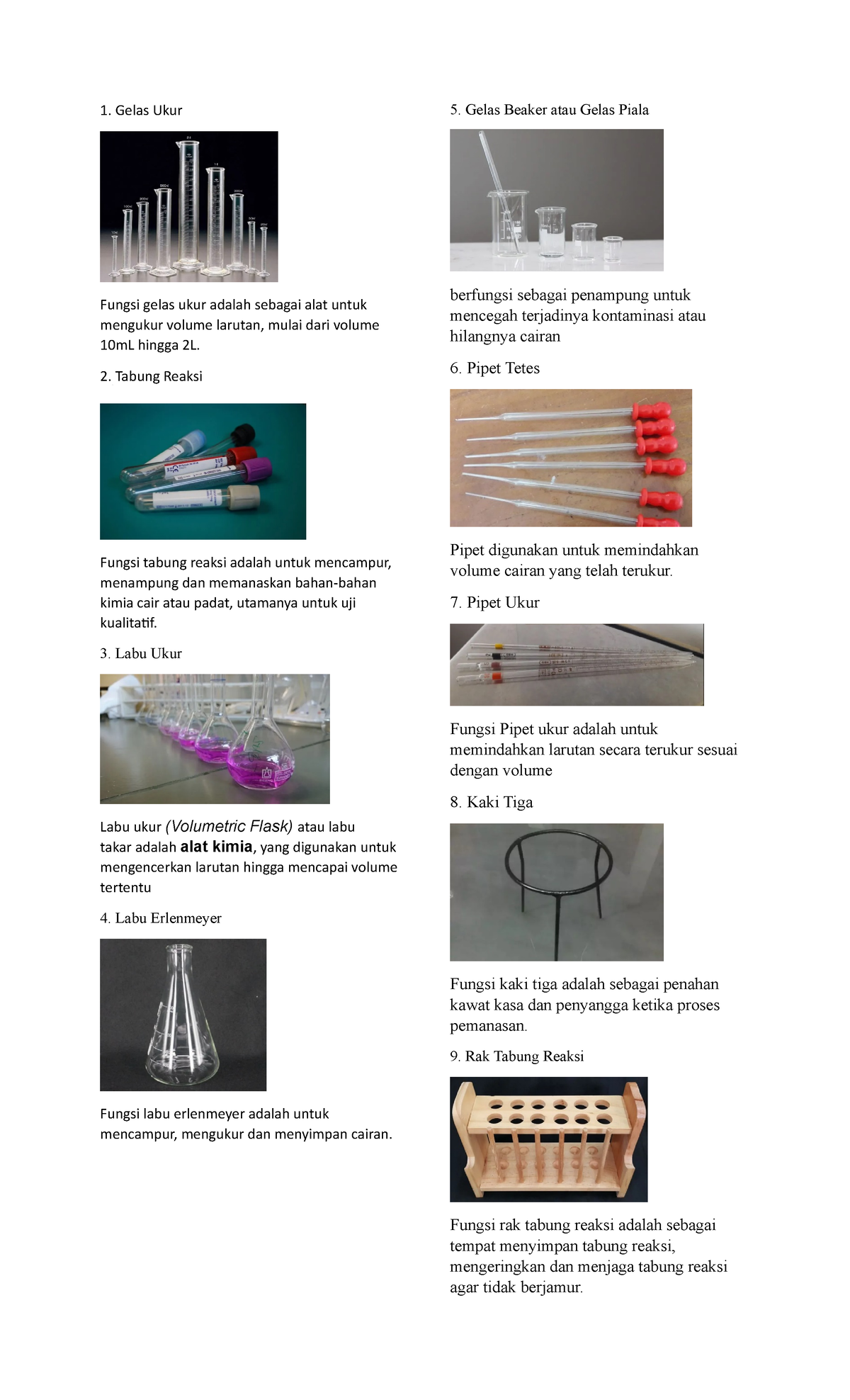 Alat lab alat lab kimia dasar 1. Gelas Ukur Fungsi gelas ukur