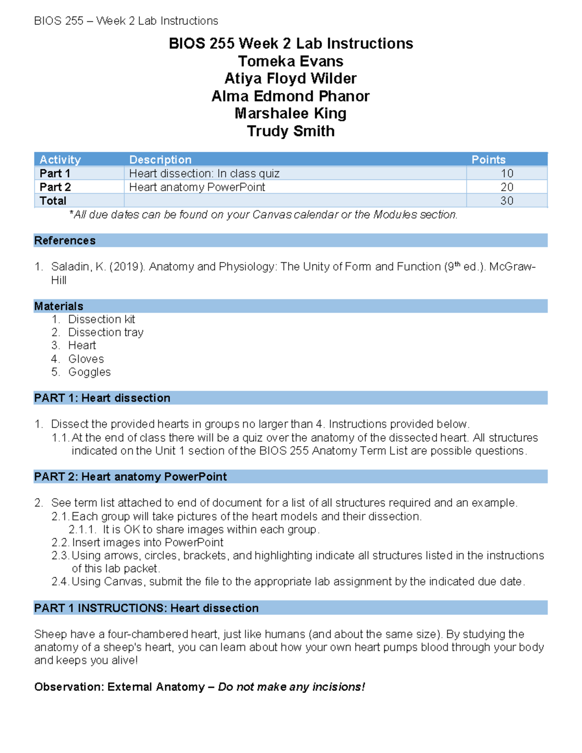 BIOS 255 Week 2 Lab - BIOS 255 Week 2 Lab Instructions Tomeka Evans ...