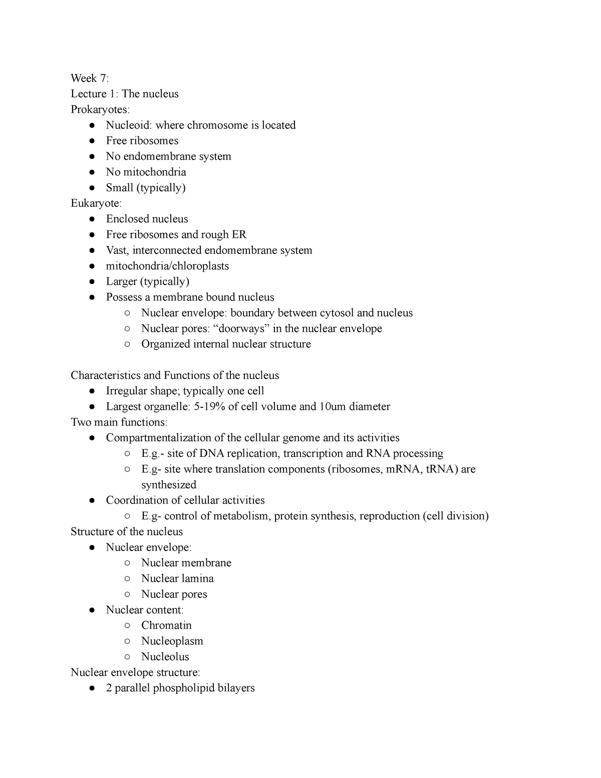 Second half of MCB final exam notes PDF Week 7 Lecture 1 The