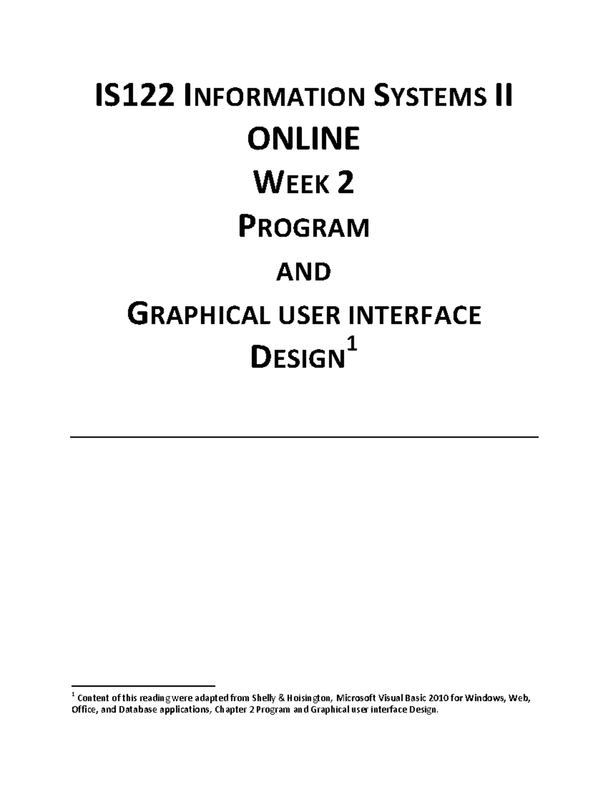 Week 2 Program And Gui Design Is122 Information Systems Ii Online Week 2 Program And Graphical 6891