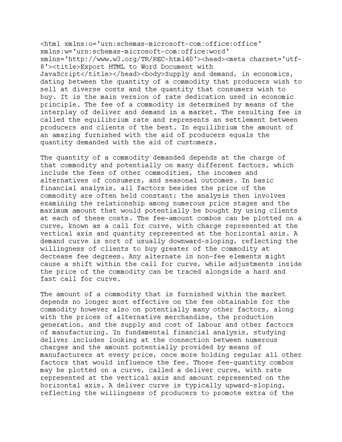 Demand And Supply Export HTML To Word Document With JavaScript Supply And StuDocu