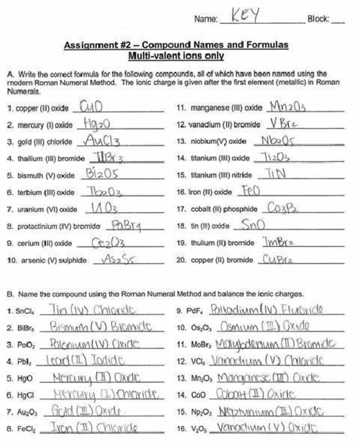 OIP - Chemistry answer key assignment 4 practice sheet - CHEM 101 - Studocu