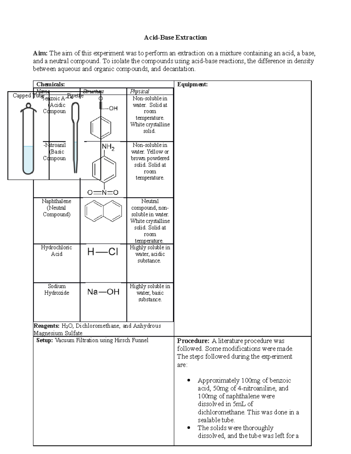 AcidBase Extraction AcidBase Extraction Aim The aim of this