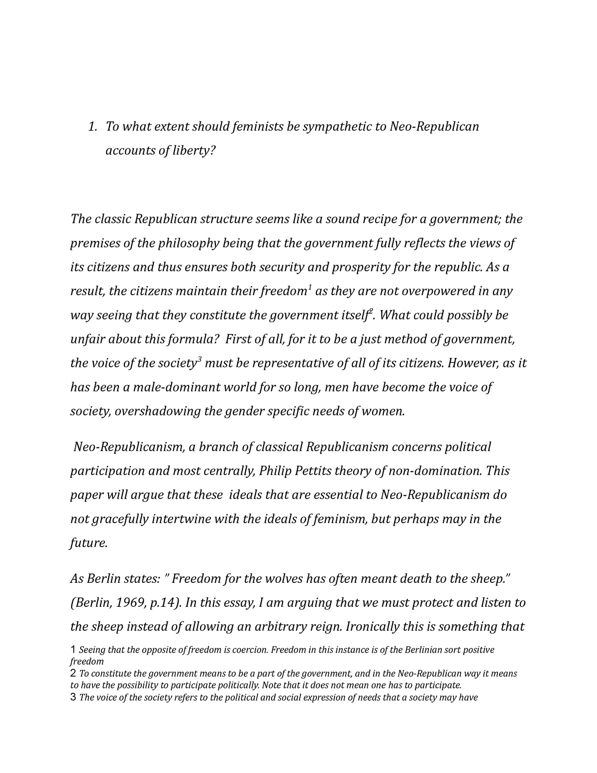 essay about political freedom