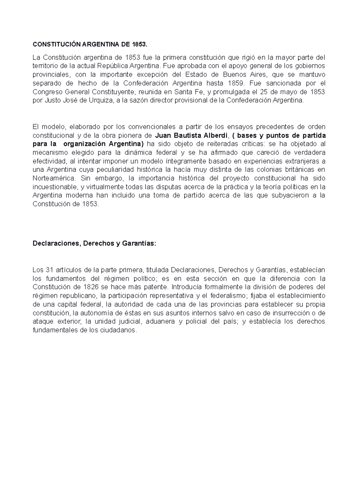 Cs Sociales Argentina 6 CONSTITUCIÓN ARGENTINA DE 1853. La