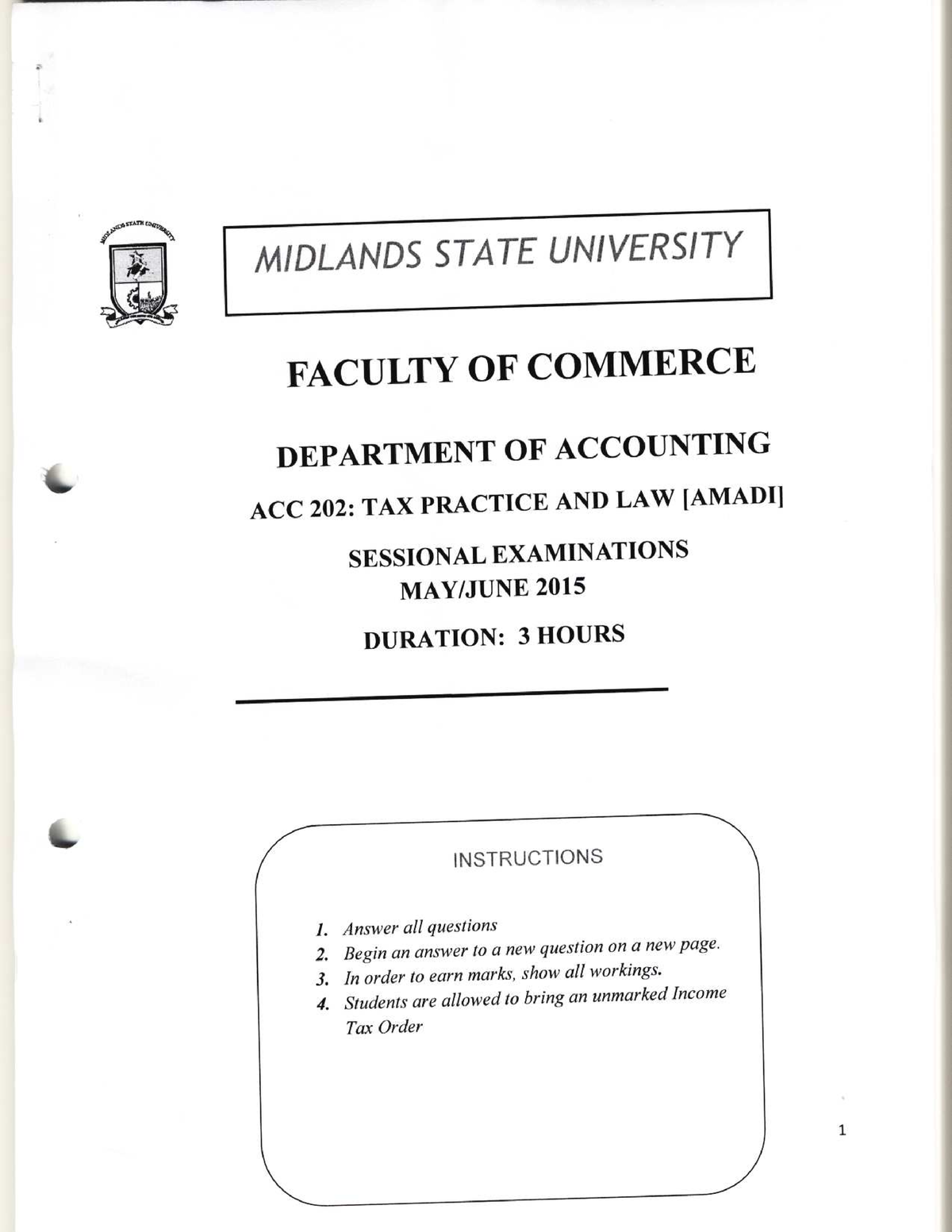 ACC202 MAY 2015 - Introduction To Financial Accounting 2 - Studocu