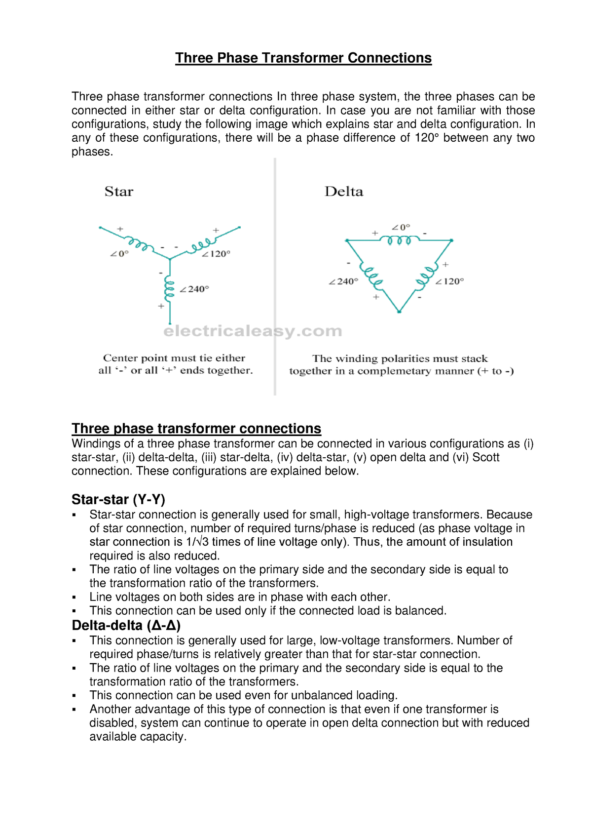 BEE UNIT III Threephase Transformer Connections - Three Phase ...