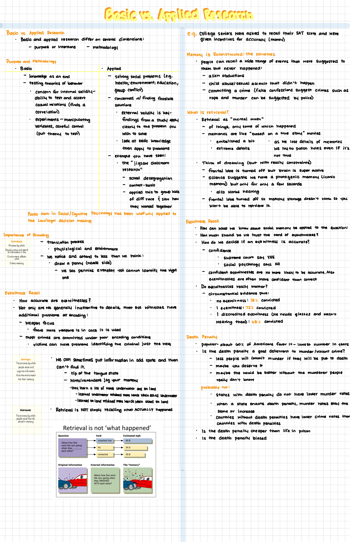 Chapter 13 Notes - Basic vs. Applied Research - Encoding: Process by ...
