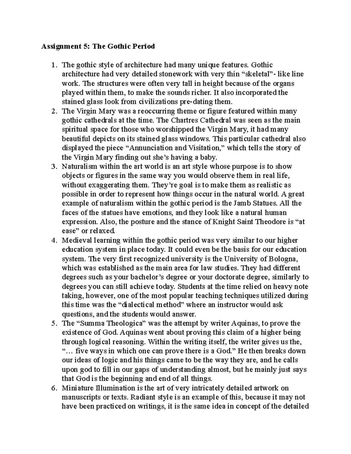 Assignment 5 the gothic period copy - Assignment 5: The Gothic Period 1 ...