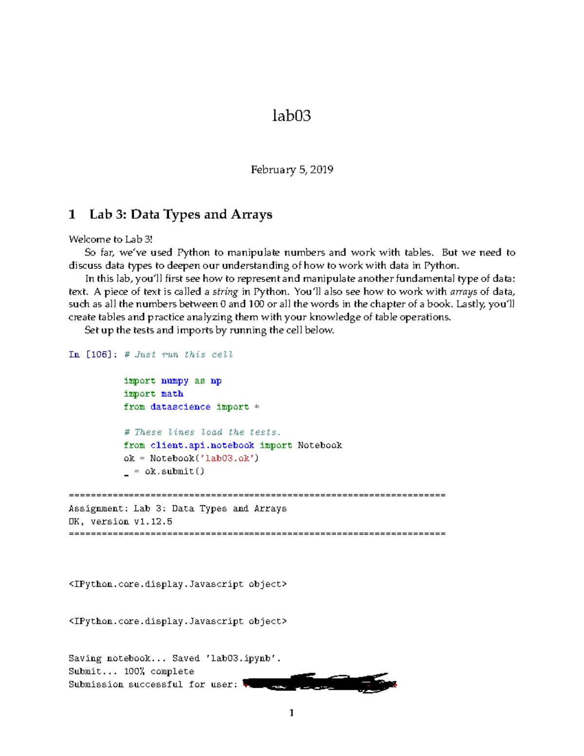 Pdf-3 - HW 3 SOL - lab February 5, 2019 1 Lab 3: Data Types and Arrays Sns-Brigh10