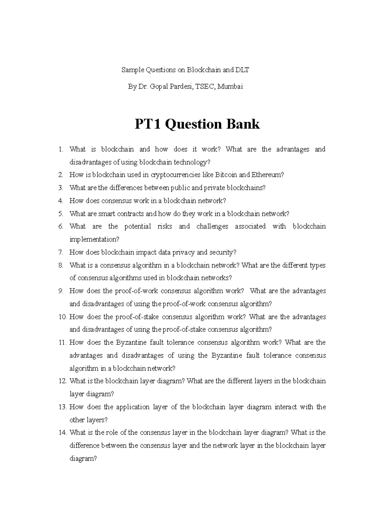 BCT Question Bank UT 2 - Ans 1. Blockchain in DeFi: Decentralized ...