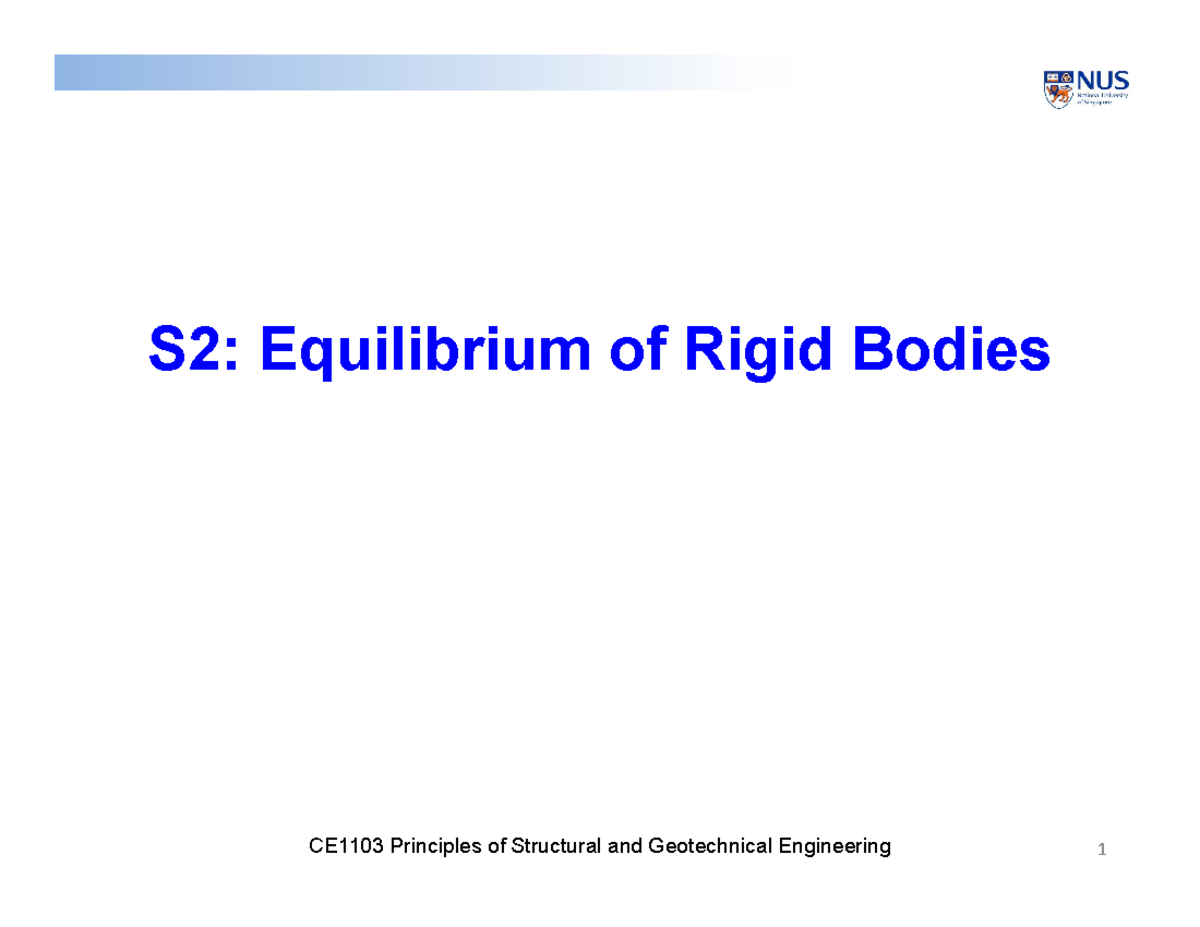 Lecture 02 - S2. Equilibrium Of Rigid Bodies - S2: Equilibrium Of Rigid ...