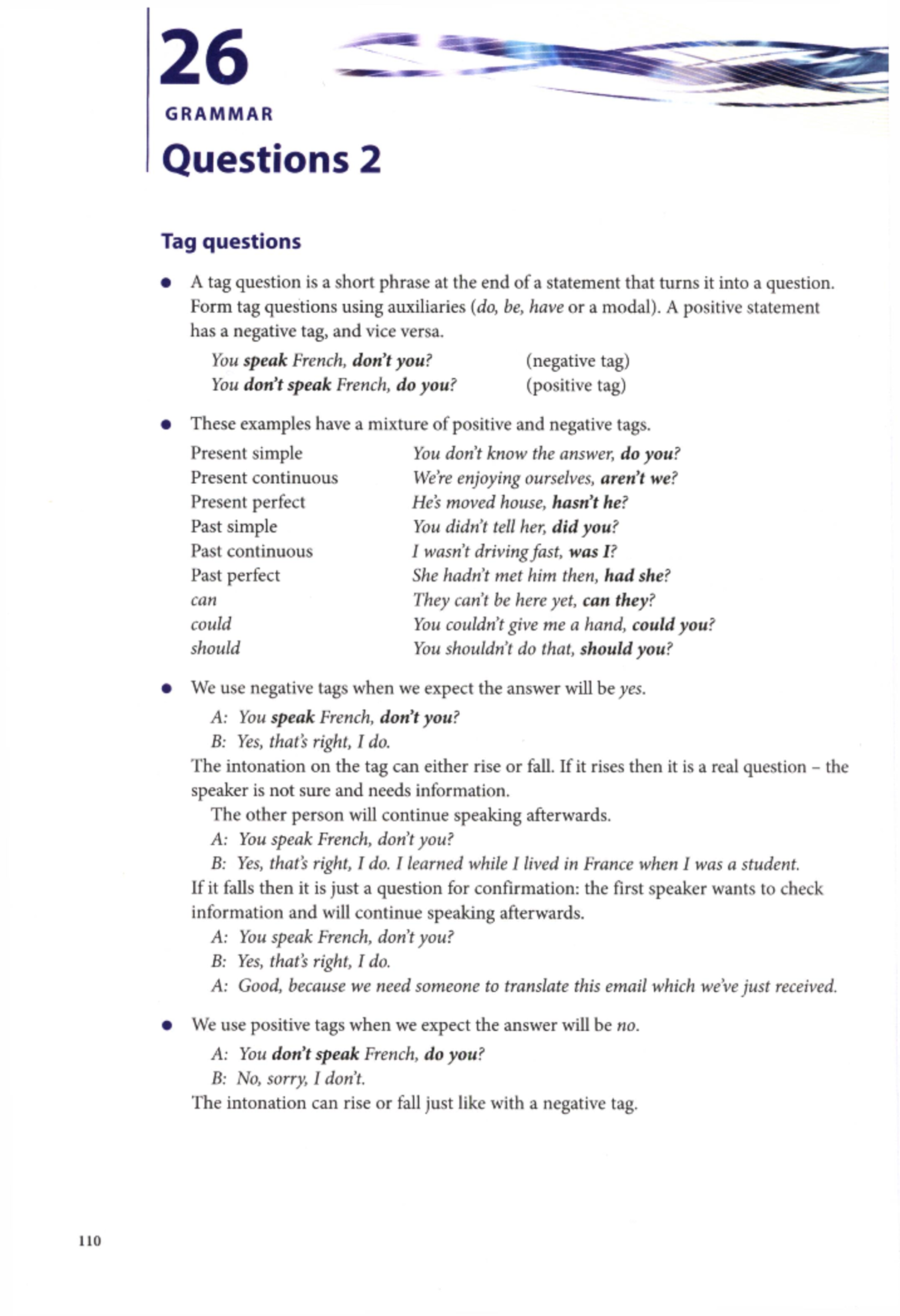 Gr26 - 8v8v8v9uvu9 - G R A MMA R Questions 2 Tag questions • A tag ...