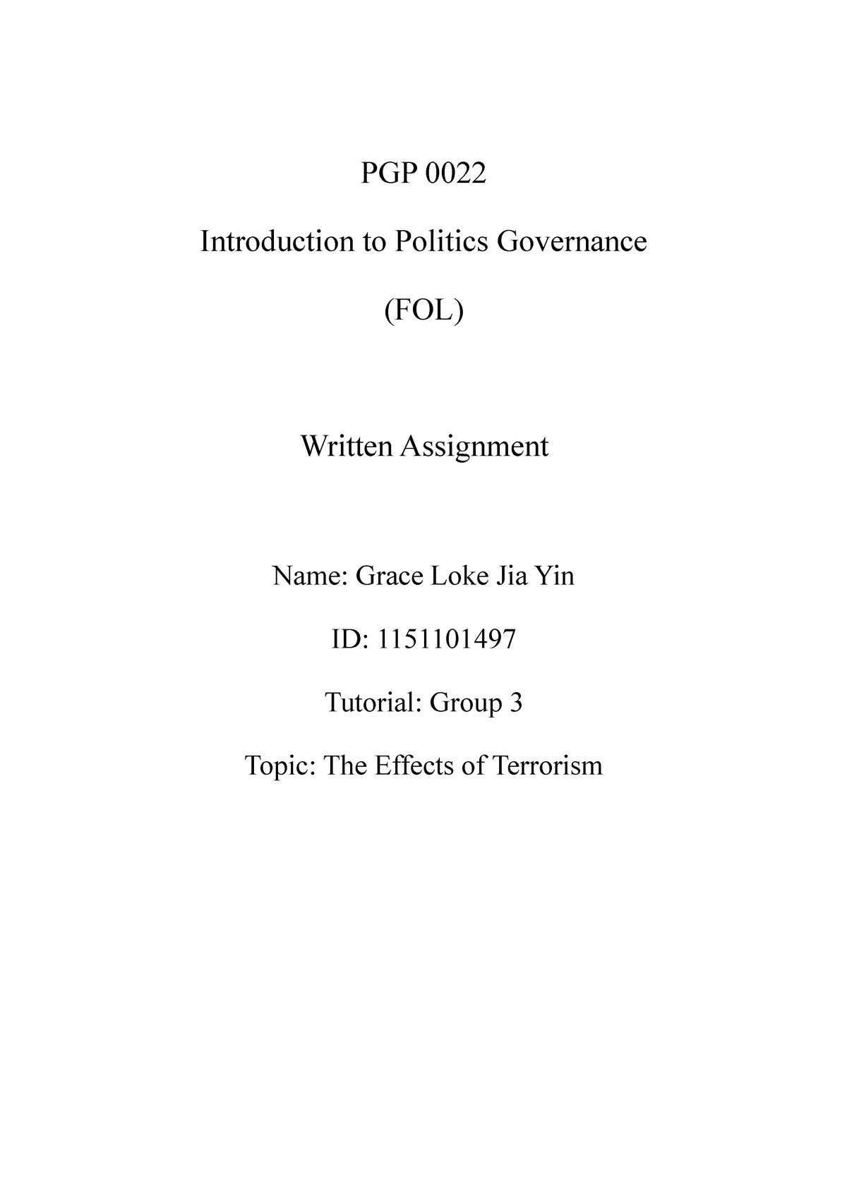 Politics u0026 Government (Effects of Terrorism) - PGP 0022 