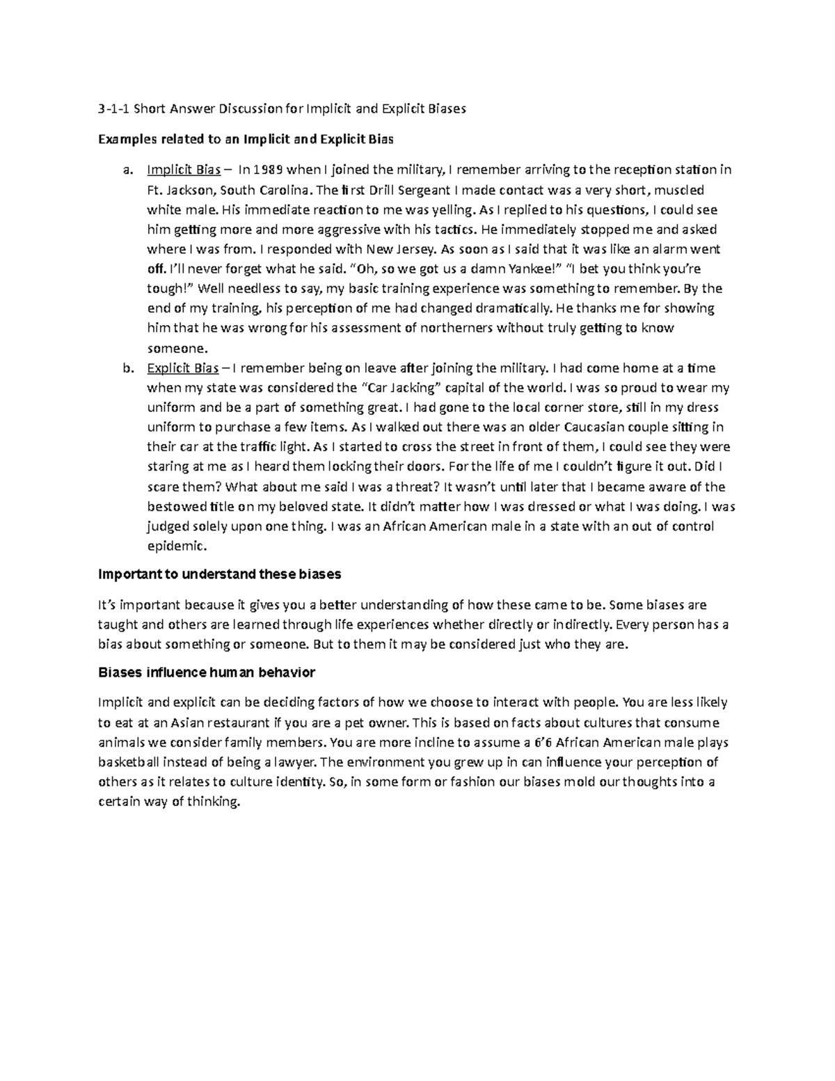 3-1-1 short answer - 3-1-1 Short Answer Discussion for Implicit and ...