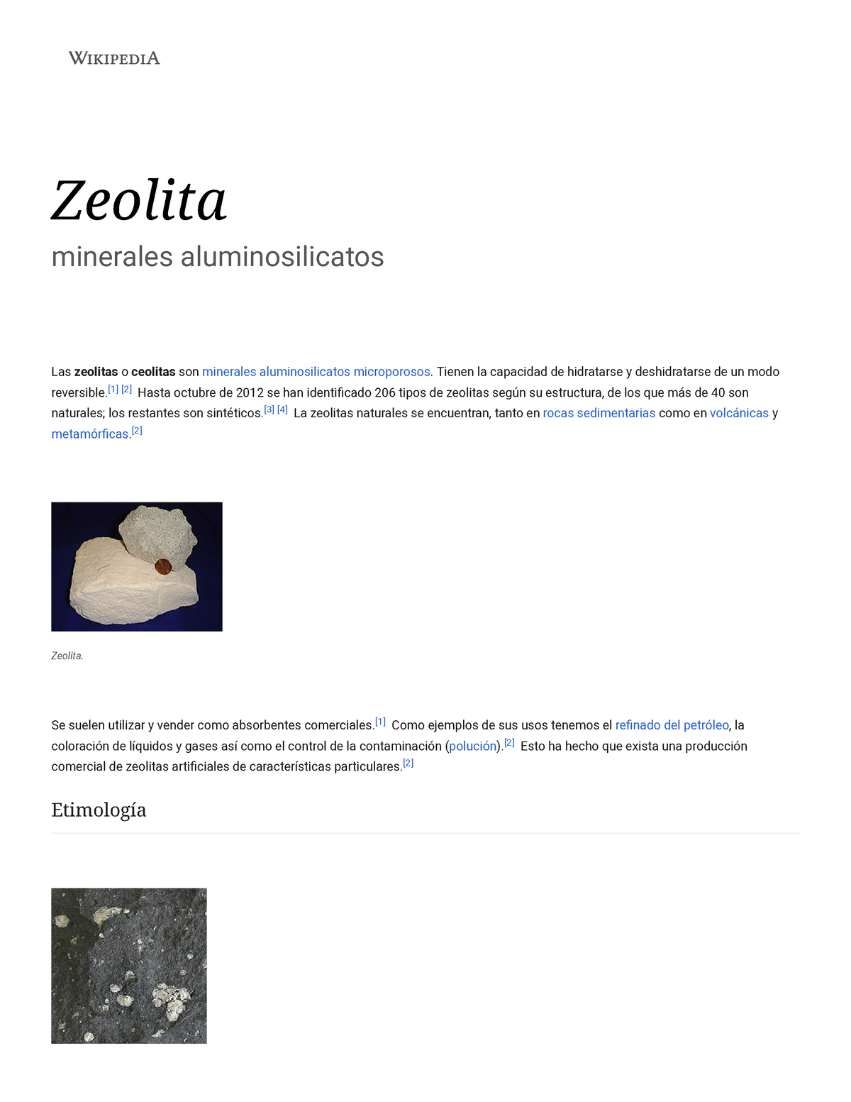 Zeolita - Wikipedia, la enciclopedia libre