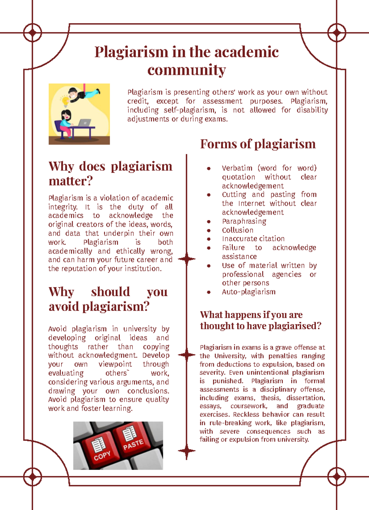 Writing activity Plagiarism in the academic community - Plagiarism in ...