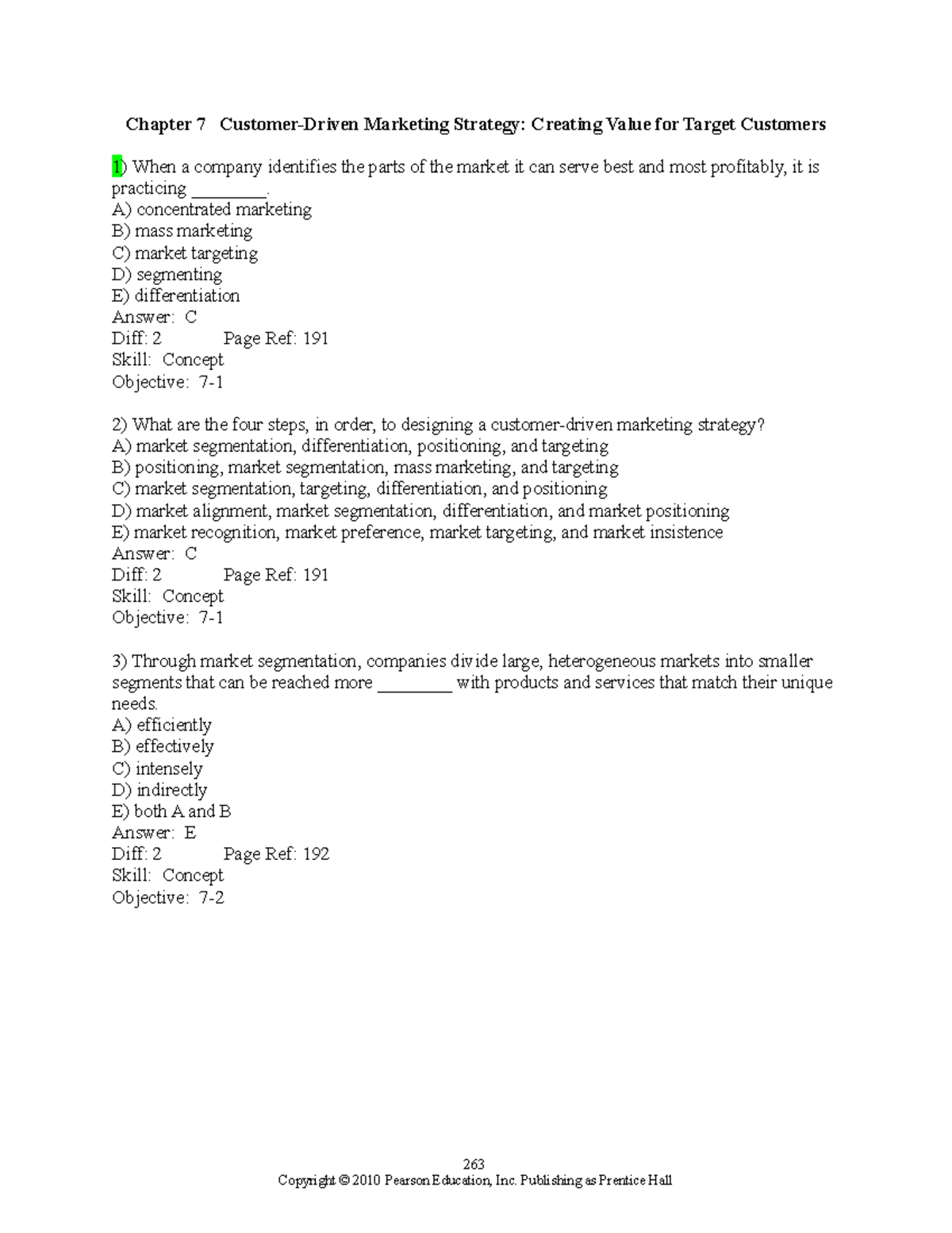 Chapter 7-practise - Marketing Test Bank - Chapter 7 Customer-Driven ...