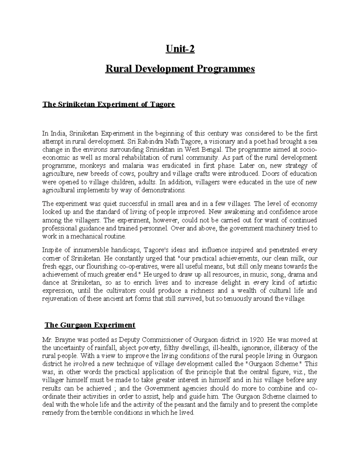Unit-2 RD - This is notes of rural development - Unit- Rural ...