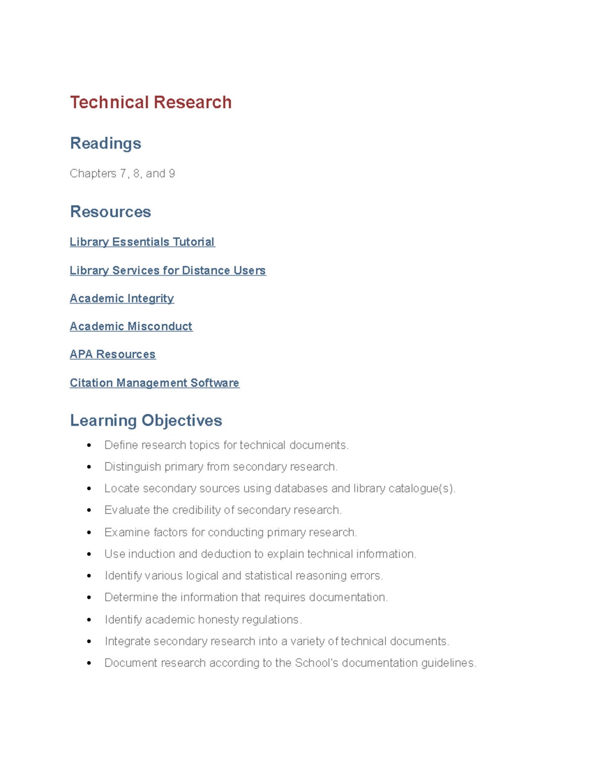 Tech4060week4 - notes - Technical Research Readings Chapters 7, 8, and ...