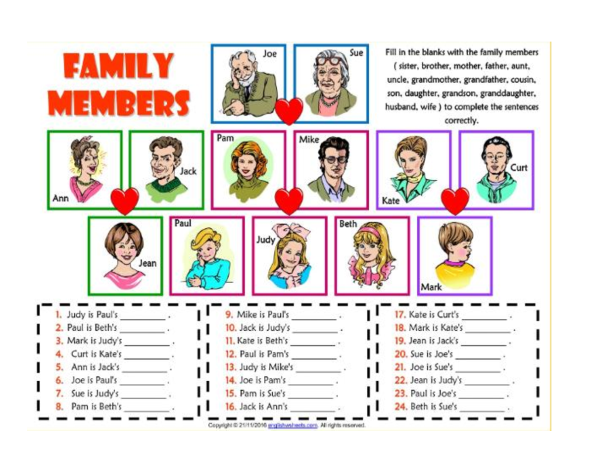 1 Family Members - Ejercicio de ingles - Lenguaje - Studocu