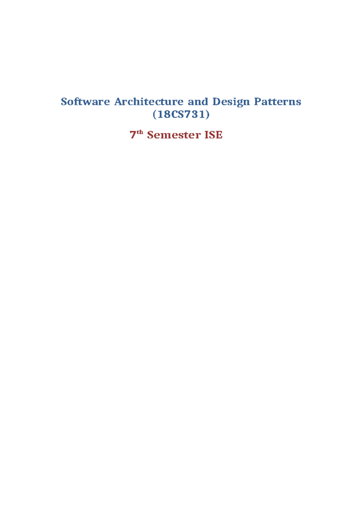 SADP-Module 1 - MODULE 1.1 NOTES - Software Architecture and Design ...