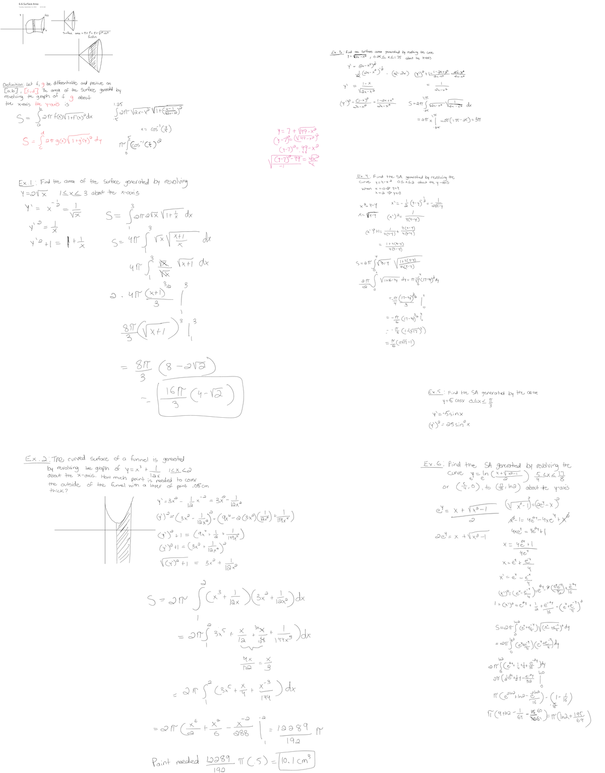 6.6-Surface Area - notes on surface area - MATH 2413 - 6-Surface Area ...