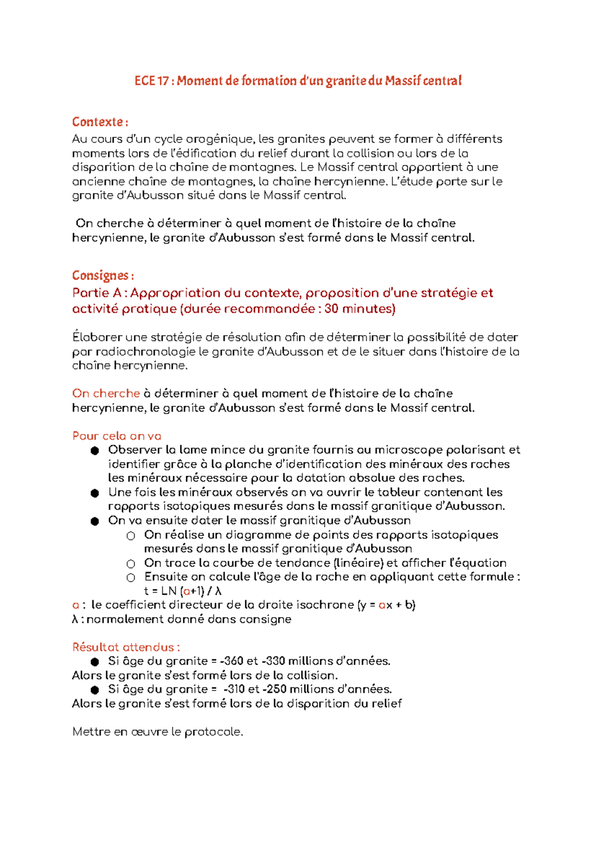 ECE 17 Moment de formation d’un granite du Massif central - Le Massif ...