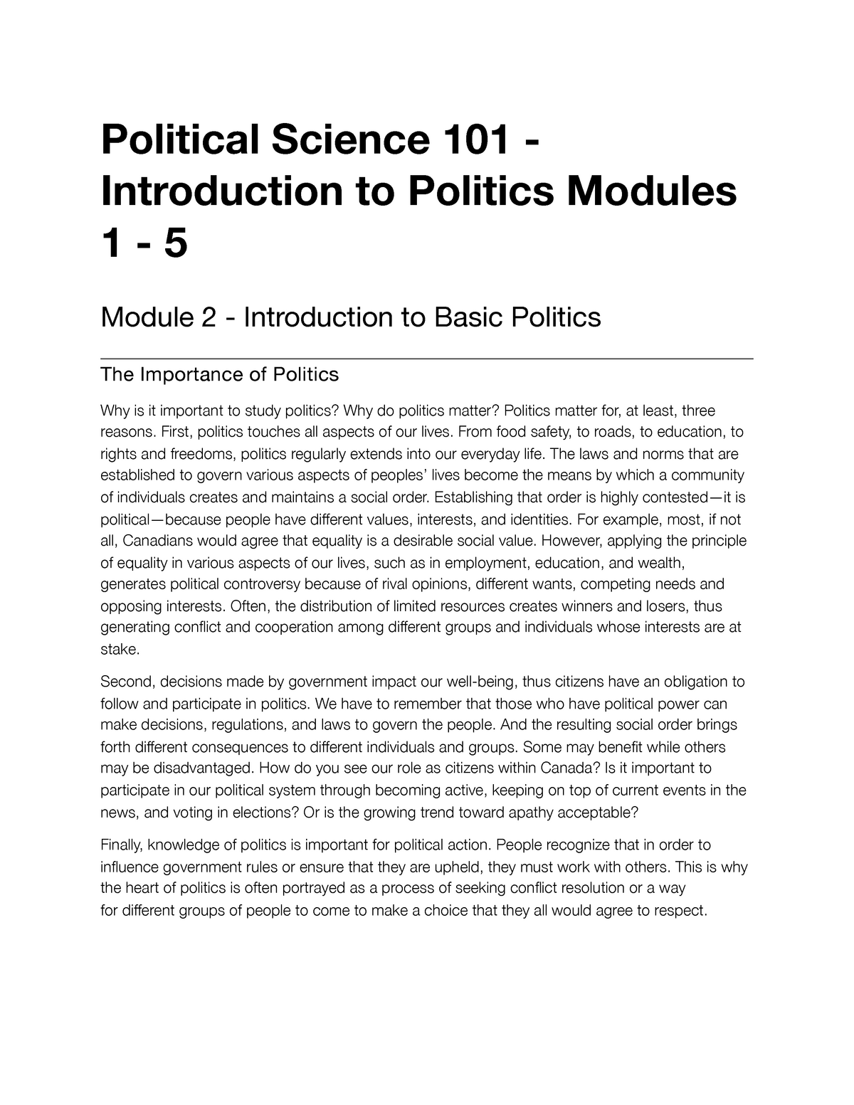 political science assignment topics for college students