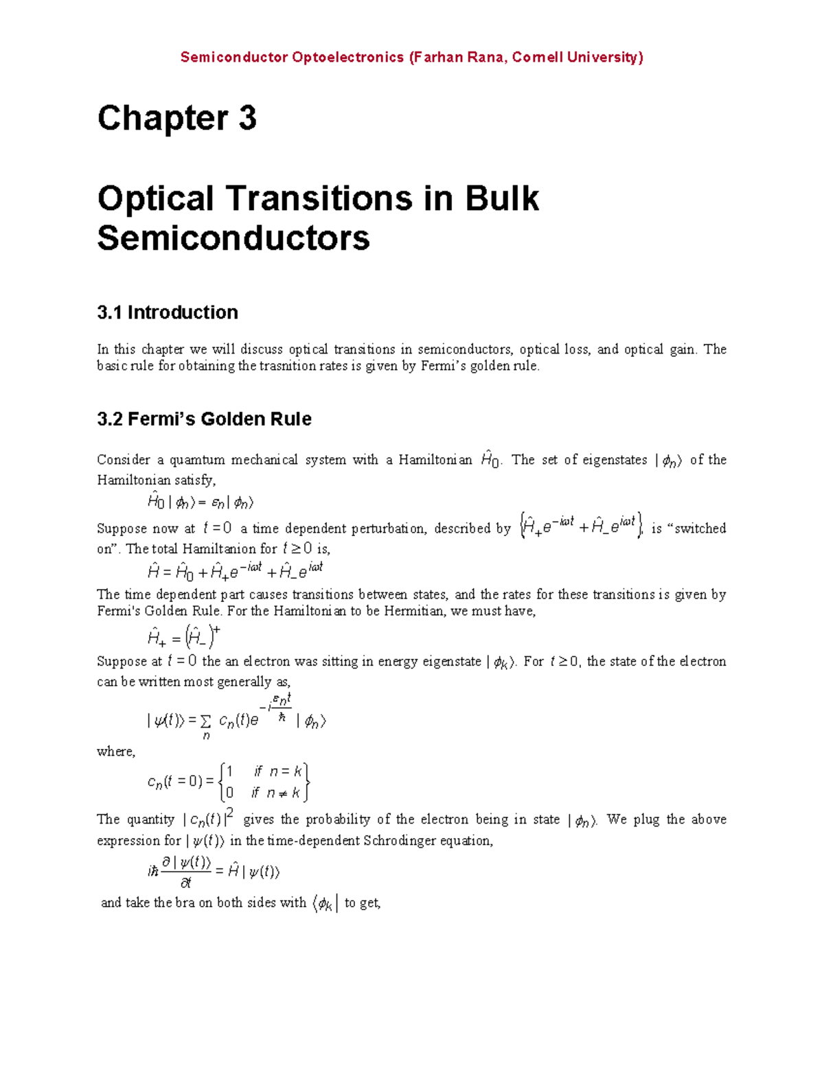 Lecture notes, lectures 1 3 Handout 1 3 Semiconductor