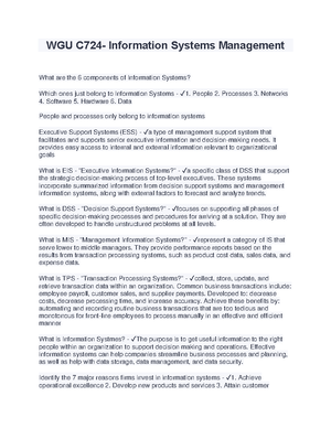 Wgu c724 information systems management study guide latest 2023 2024 ...