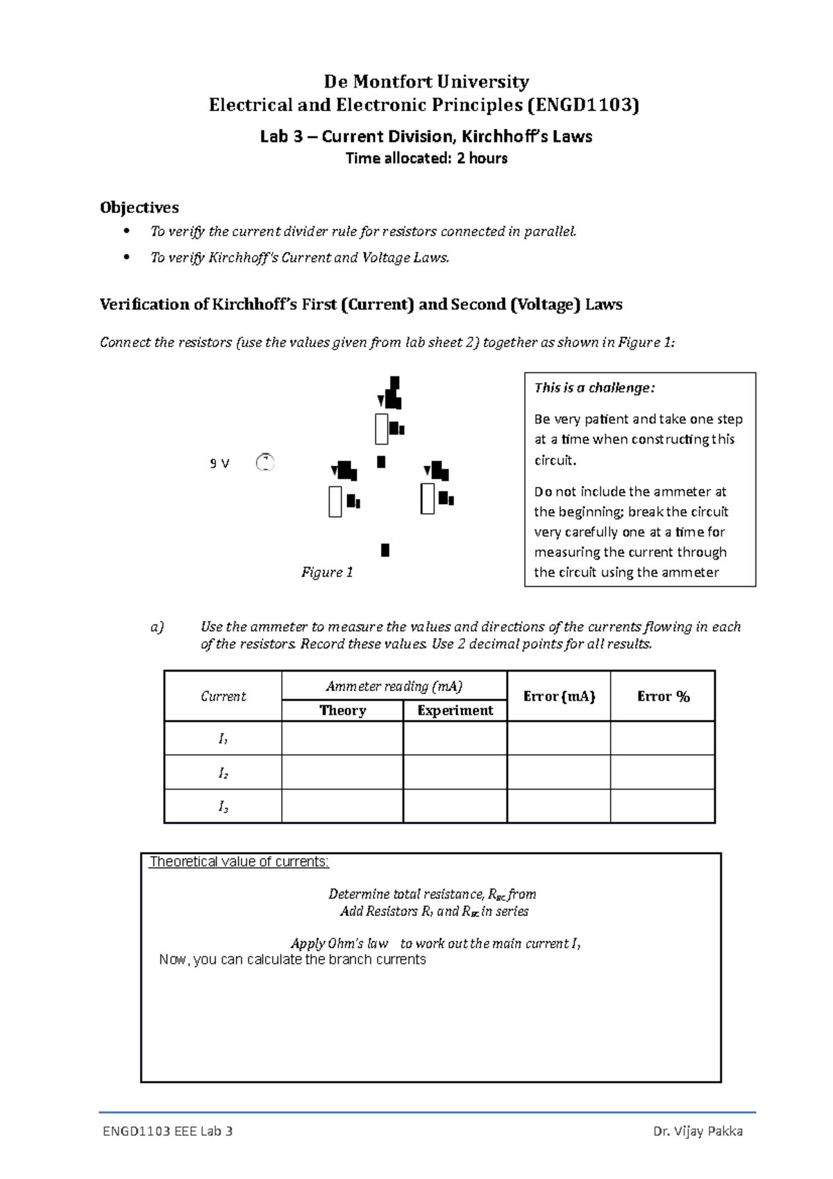 ENGD1103 Lab3 2020 - De Montfort University Electrical and Electronic ...