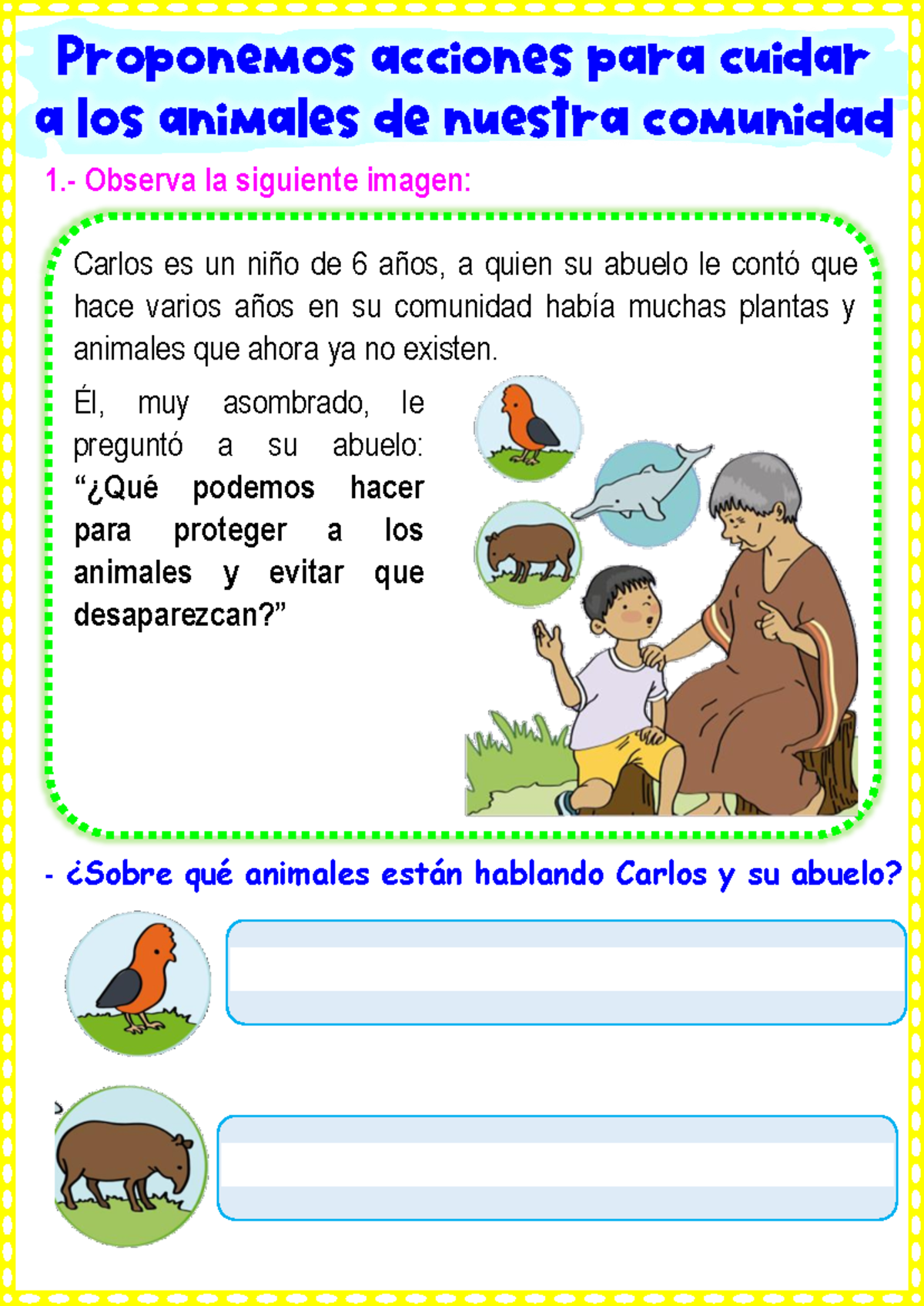 F. Proponemos acciones para cuidar a un animal de tu comunidad - 1 ...