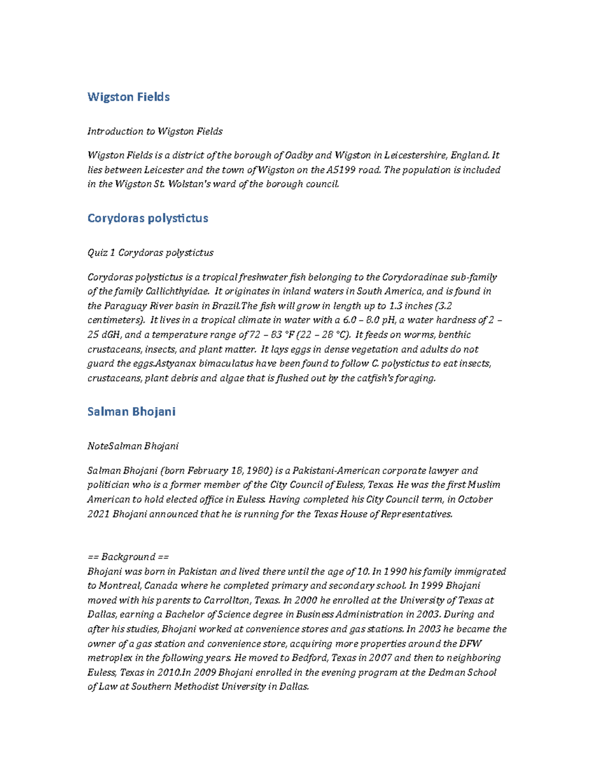 POLS157 Notes Wigston Fields Wigston Fields Introduction to Wigston