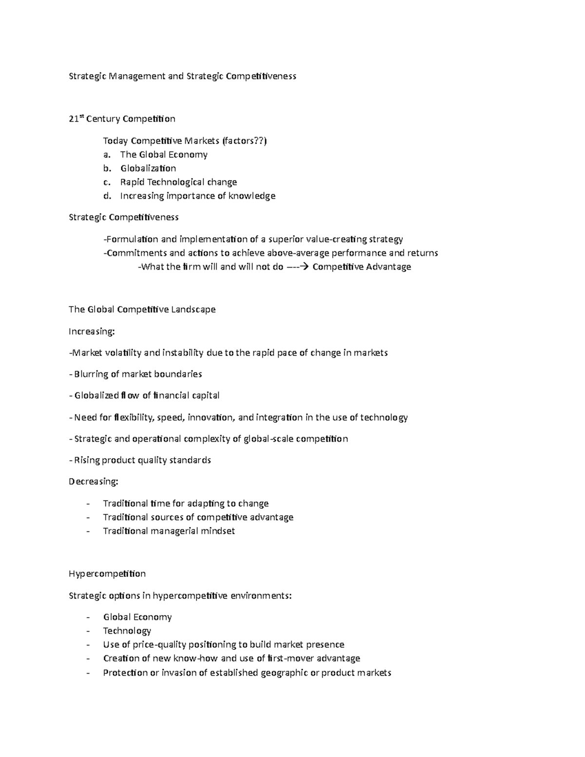 Strat Man Assessment 2 - Lecture notes 2 - Strategic Management and ...
