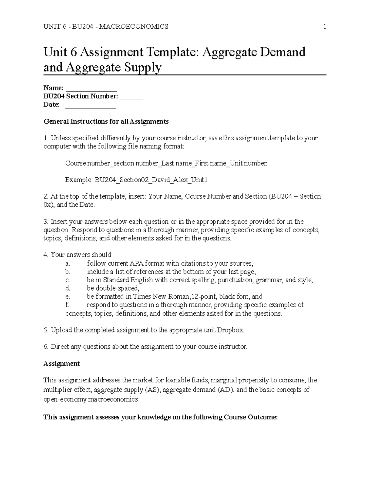 unit 6 assignment c and d