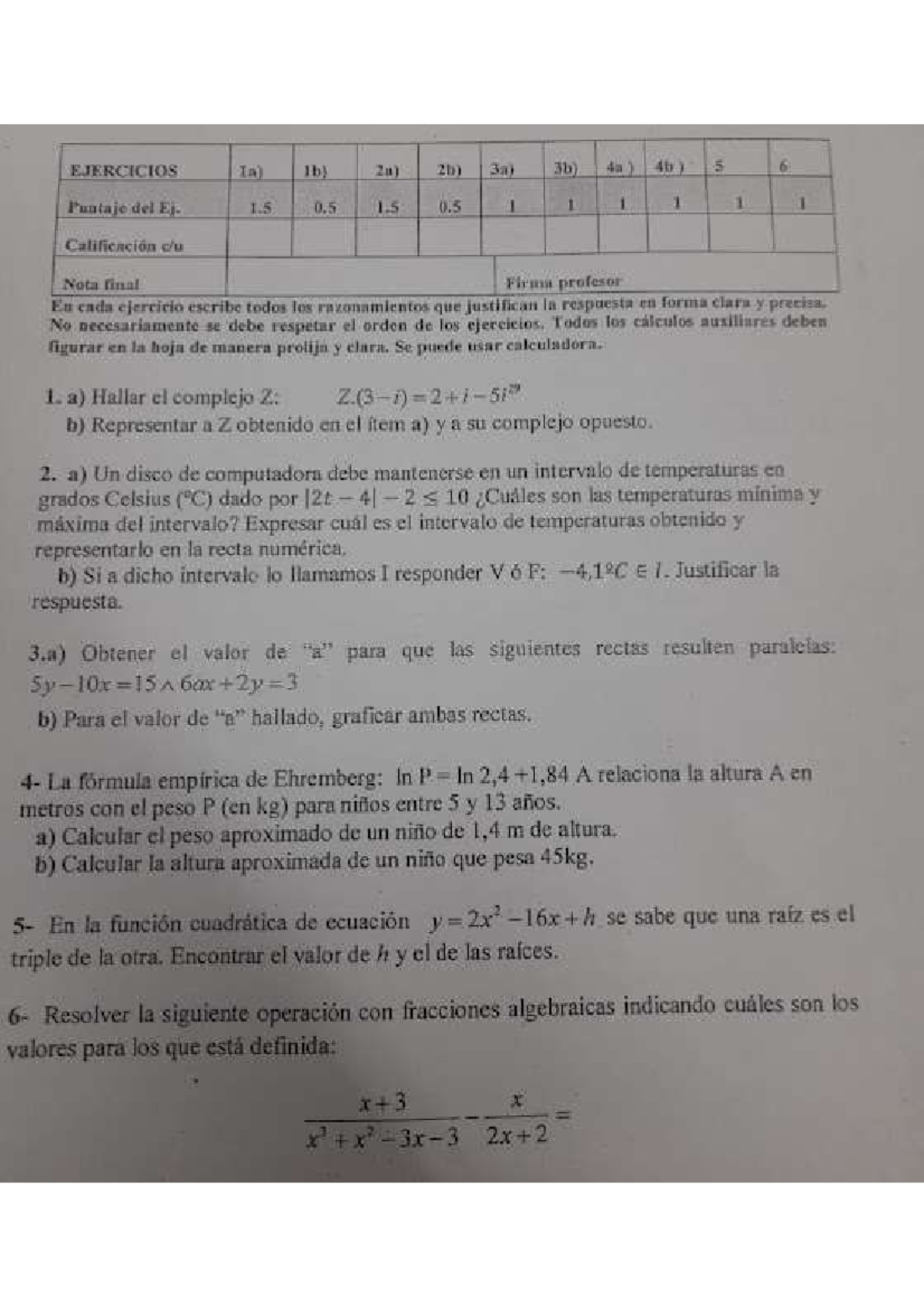 Examen matemática Ingeniería - EJERCICIOS Ia) 1b) 2a) 2b) 3a) 3b) 4a ...