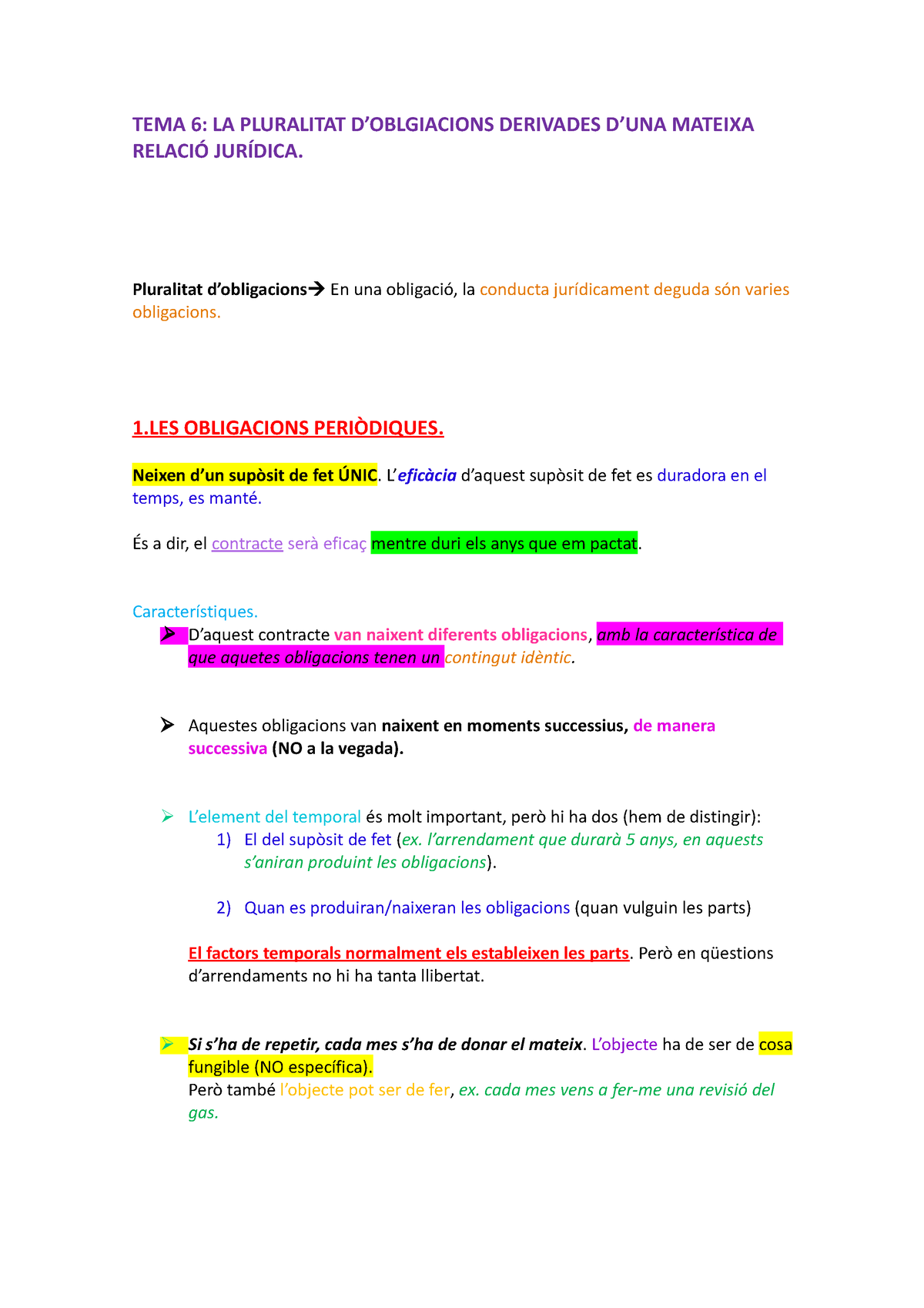 Tema 6 Apunts Tema 6 Obligacions Tema 6 La Pluralitat Doblgiacions Derivades Duna Mateixa 8254