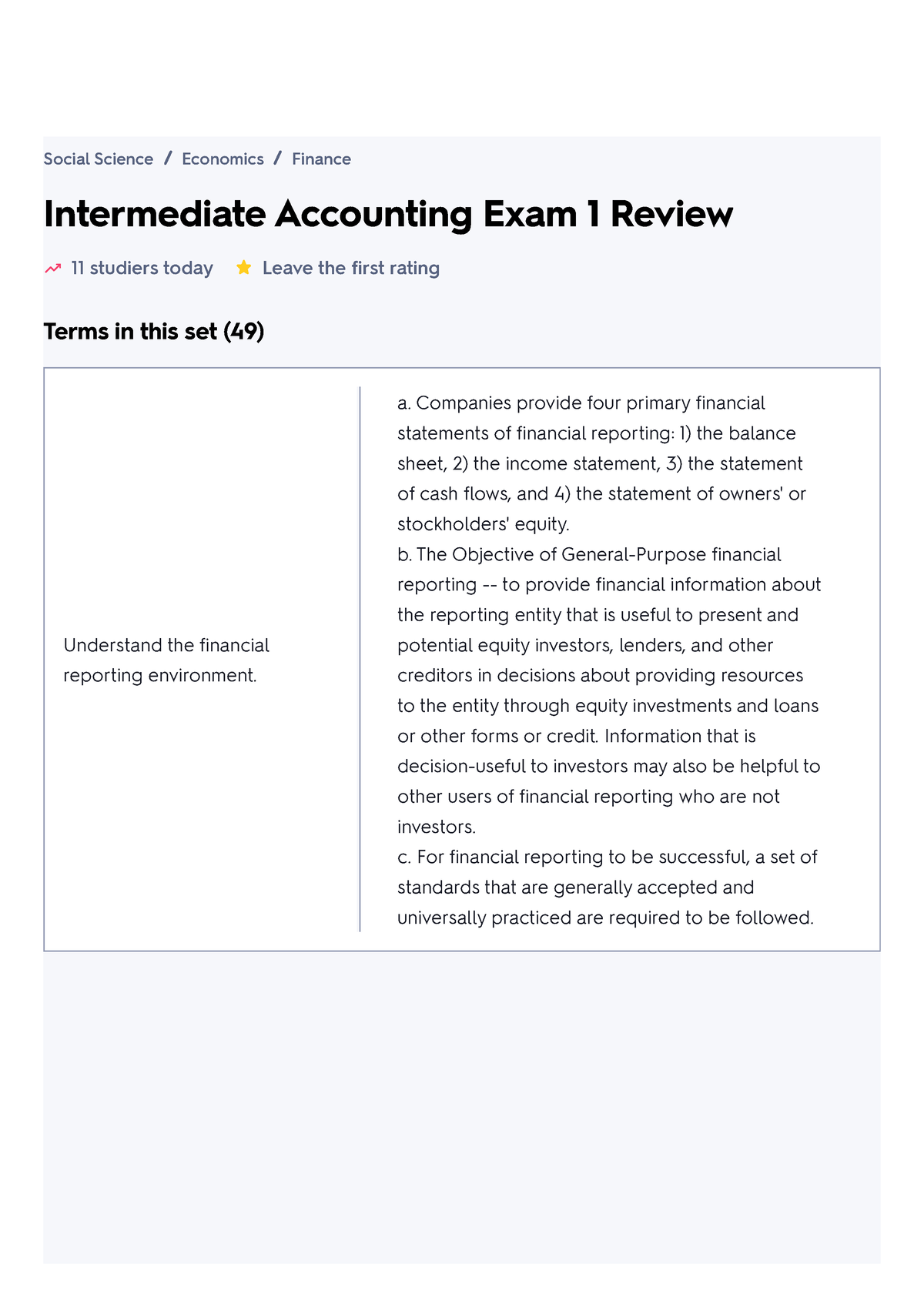 Intermediate Accounting Exam 1 Review Flashcards - Intermediate ...