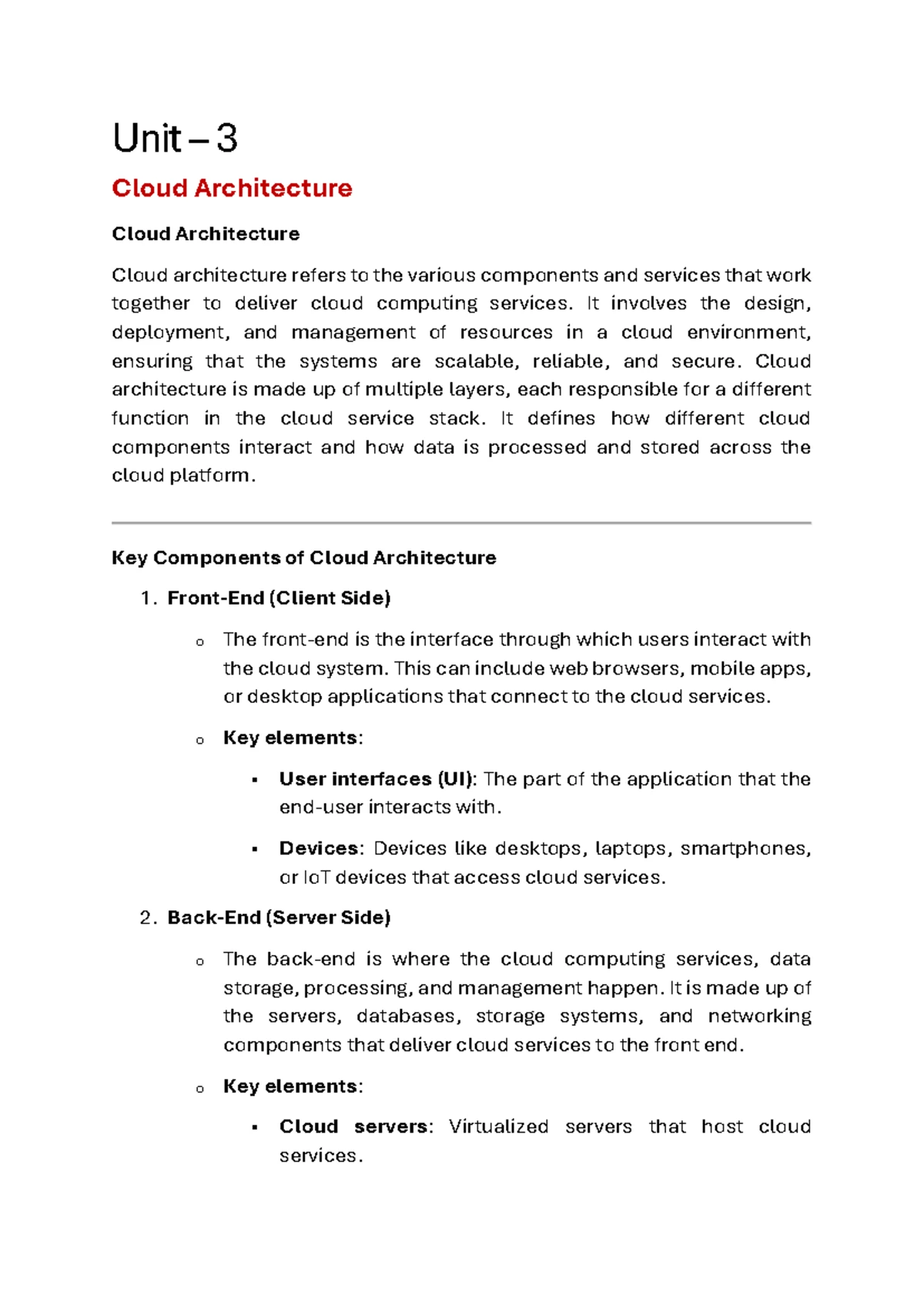 Unit - 1 CC - Nothing - Unit – 1 Cloud Computing Cloud Computing is a ...