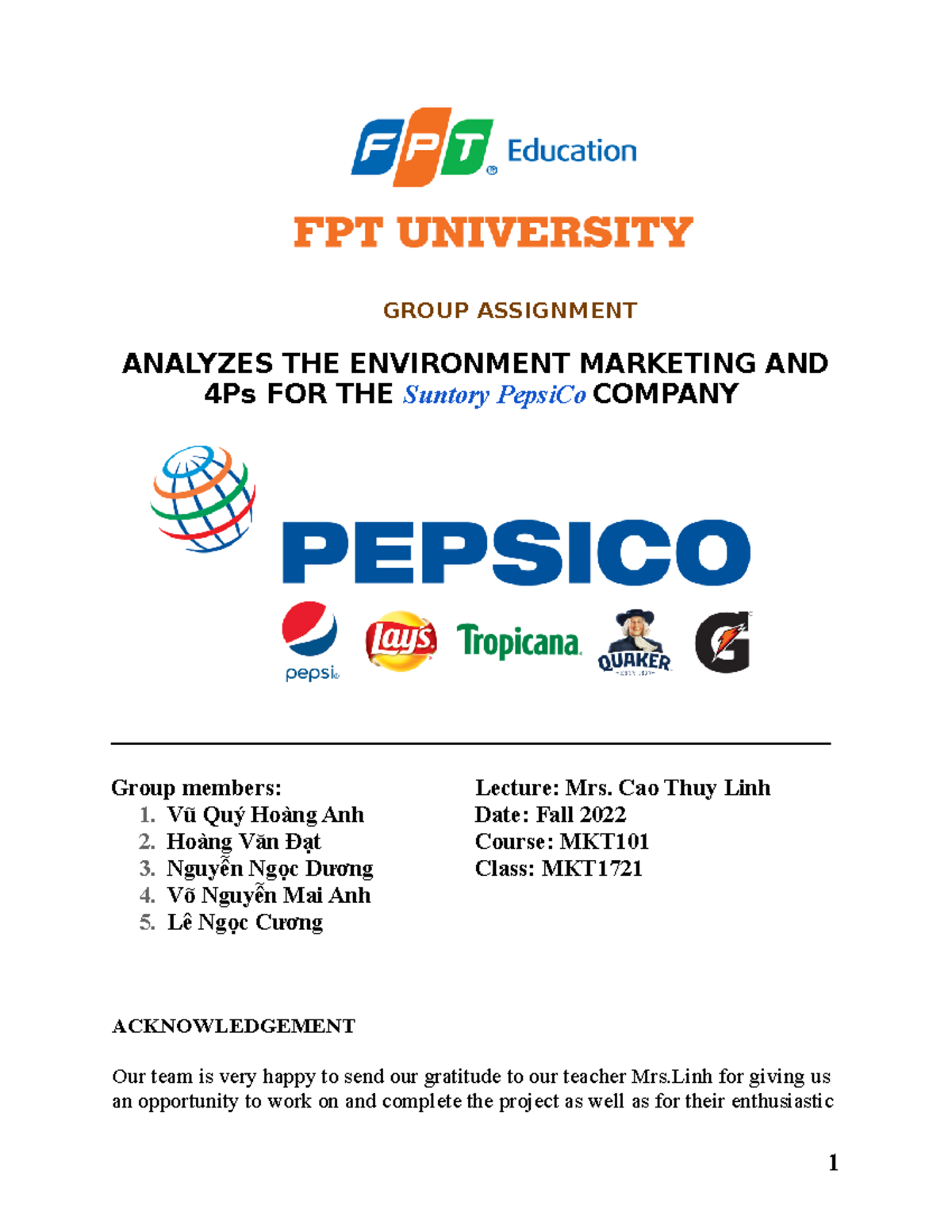 Group Assignment - MKT101 - GROUP ASSIGNMENT ANALYZES THE ENVIRONMENT ...