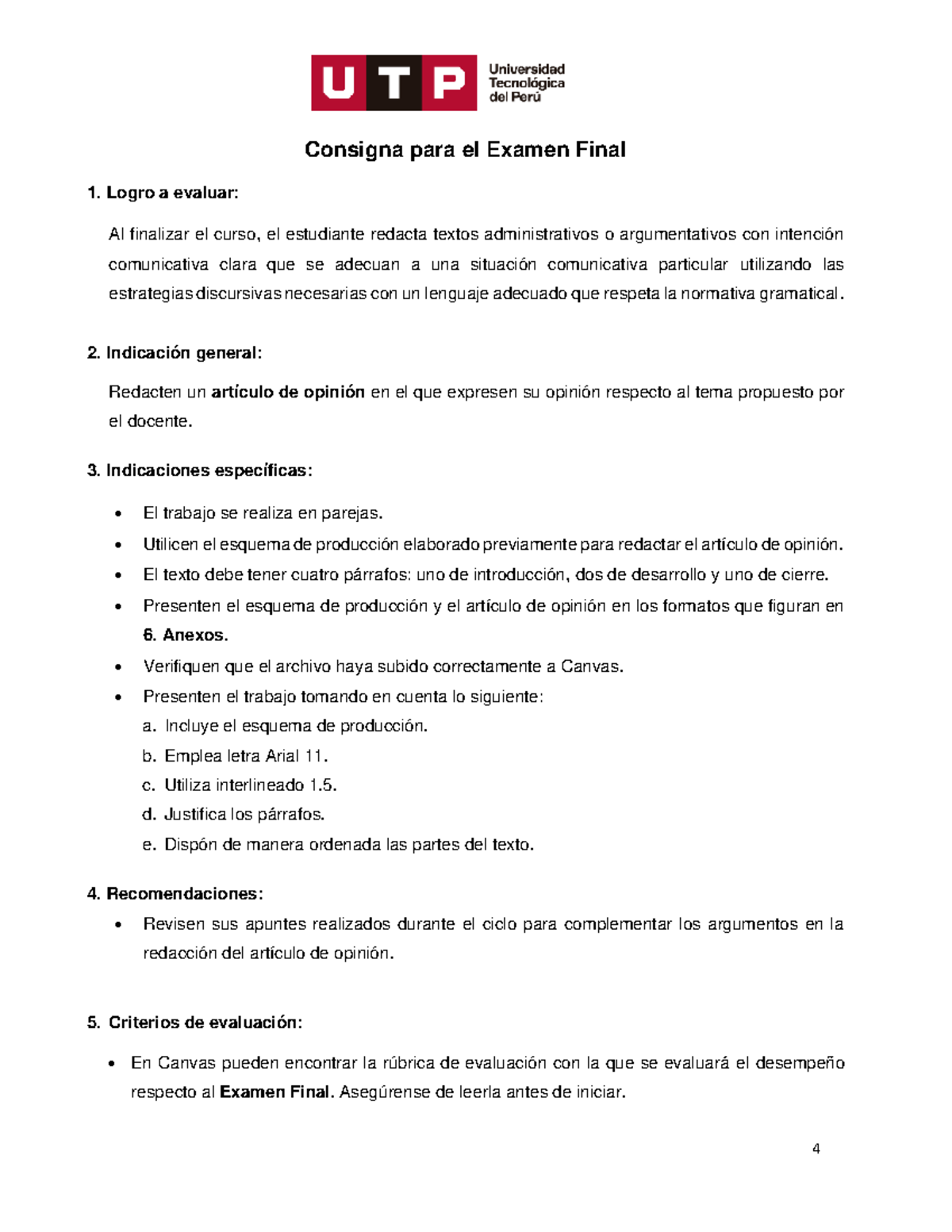 Consigna Para El Examen Final -Articulo De Opinion - Consigna Para El ...